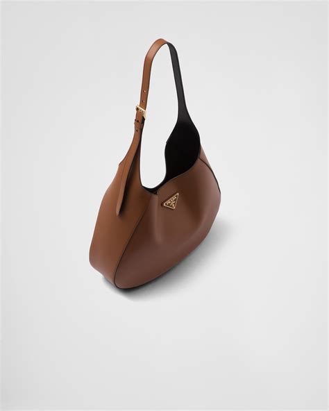 1bc181 prada|Cognac/black Large leather shoulder bag with topstitching .